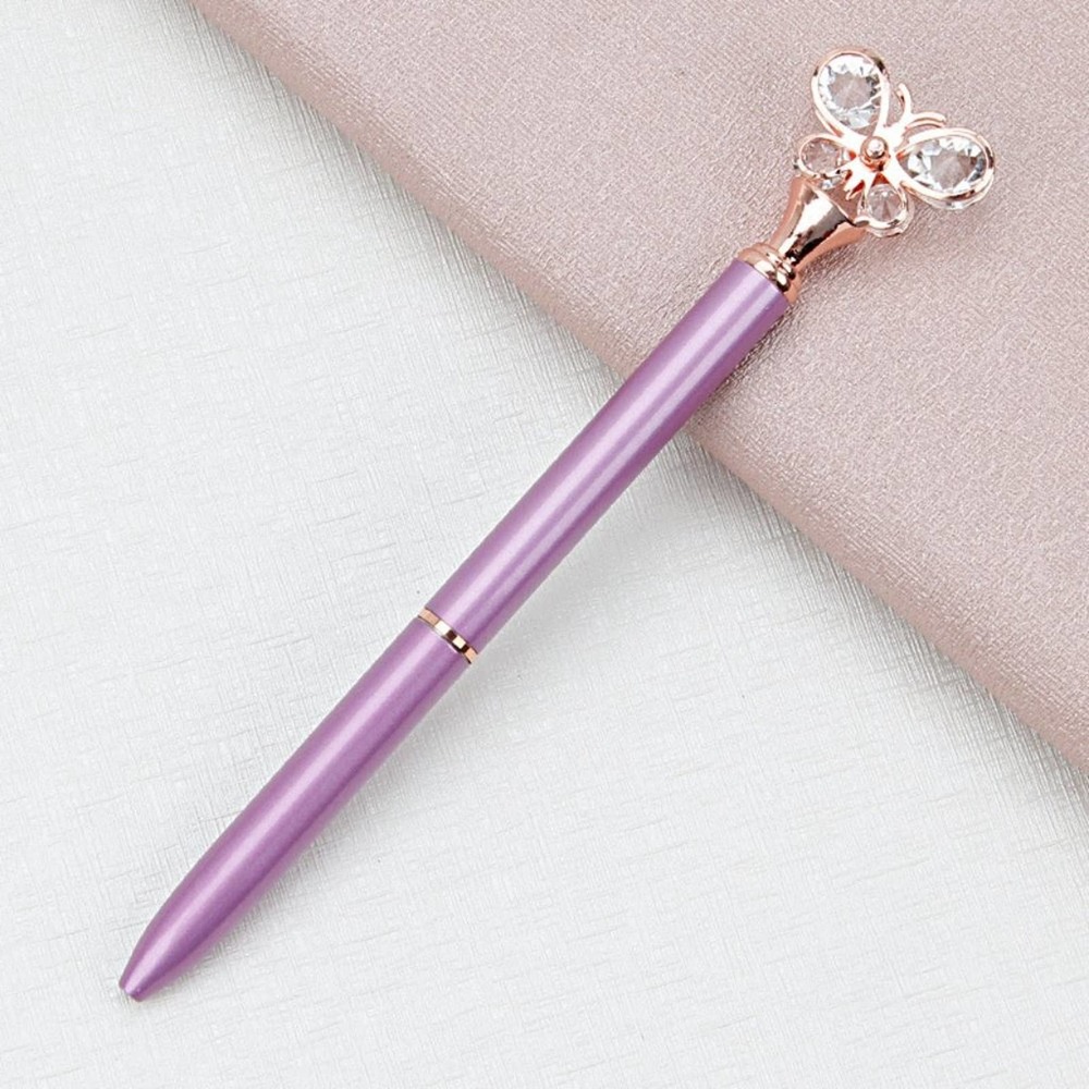 Lavender Crystal Butterfly Topped‎ Ballpoint Pen~~NWOT